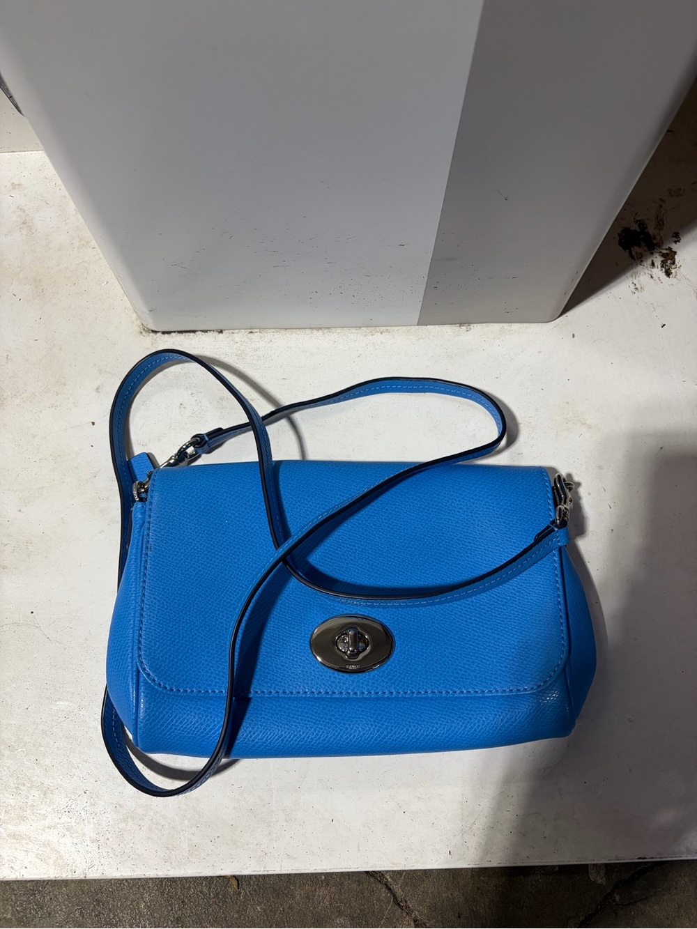 Coach Bright Blue Pebbled Leather Crossbody Bag